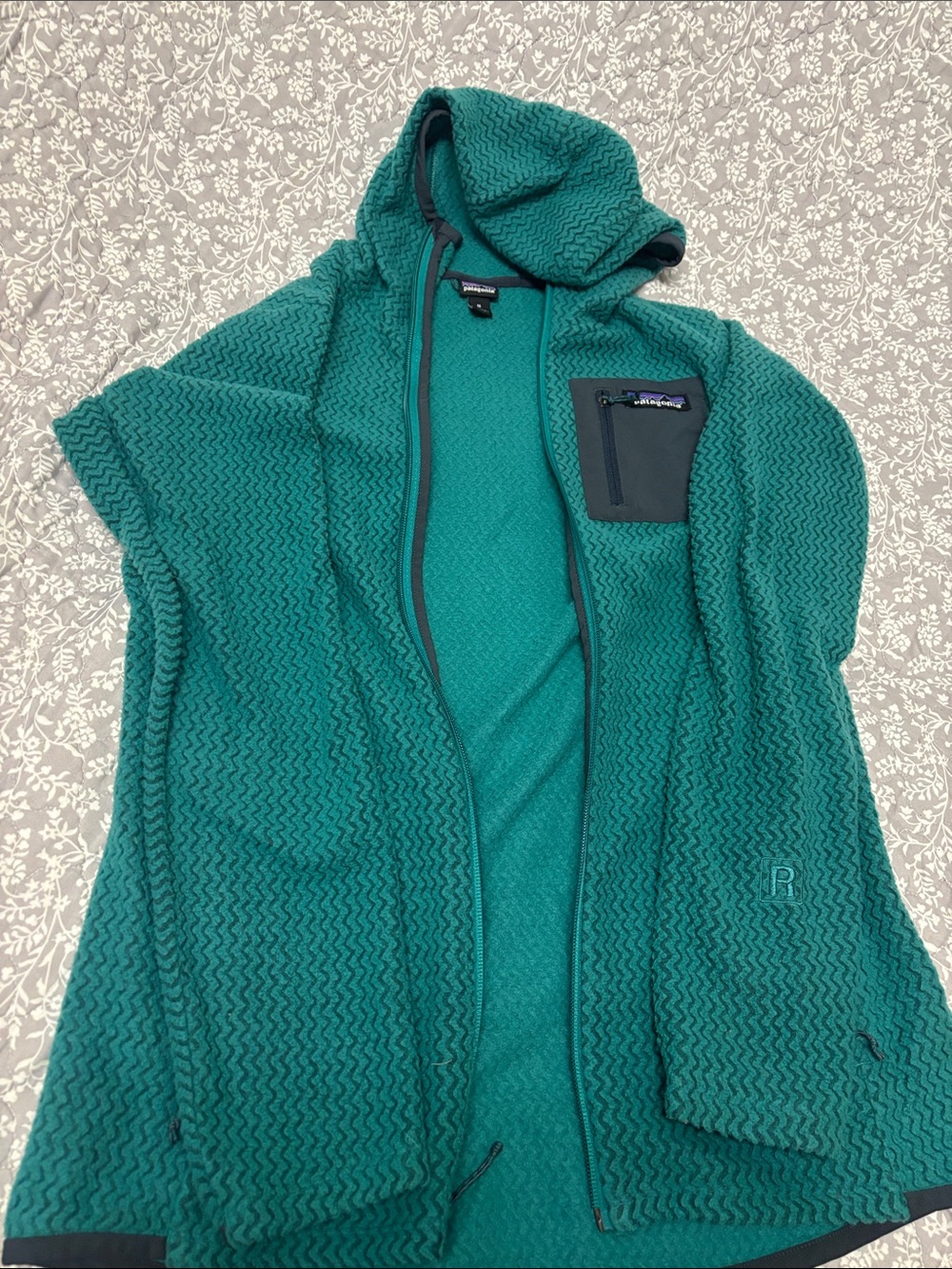 Patagonia Teal Hooded Zip-Up Fleece Jacket